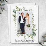 Cartão De Agradecimento Elegante Obrigados de amor Aquarela Eucalyptus Gre<br><div class="desc">Elegante Watercolor O Cartões de agradecimentos Foto de Casamento Greenery inclui folhas de eucalipto e outras lindas culturas botânicas.</div>