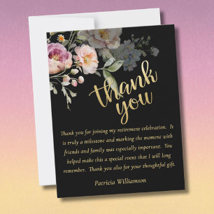 Cartão De Agradecimento Elegante Orçamento Floral Aquarela Aposentadoria
