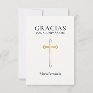 Cartão De Agradecimento Elegante Primera Comunión Cruz de Ouro