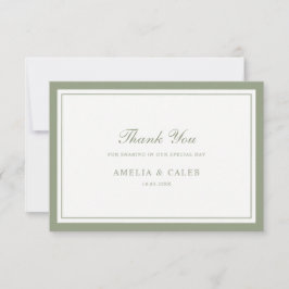 Cartão De Agradecimento Elegante Quadro de Casamento em Verde Sage Agradec