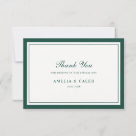 Cartão De Agradecimento Elegante Quadro de Casamento Verde Escuro Agradeci