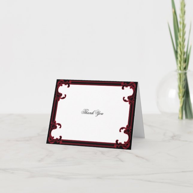 Cartão De Agradecimento Elegante Quadro de Noiva Vermelho Gótico Obrigado (Frente)
