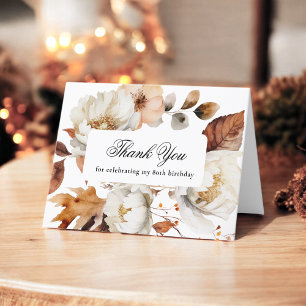 Cartão De Agradecimento Elegante Queda Floral 80 Aniversário Obrigado