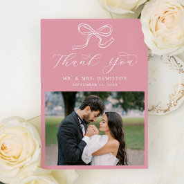 Cartão De Agradecimento Elegante Rosa Arco Casamento Foto