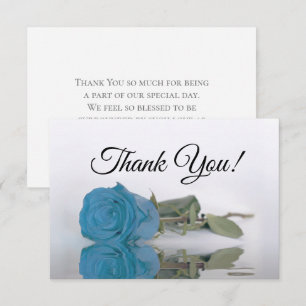 Cartão De Agradecimento Elegante Rosa Azul Turquesa Casamento Simples