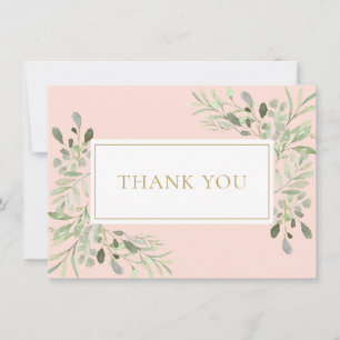 Cartão De Agradecimento Elegante Rosa Bege Flora Baptismo Batizado