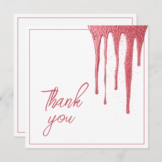 Cartão De Agradecimento Elegante Rosa com Dissipador de Leve Dourado Doce  (Frente/Verso)