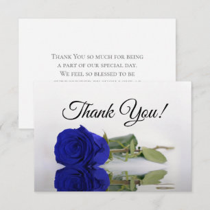 Cartão De Agradecimento Elegante Rosa Espelhada Azul Real Simples Casament