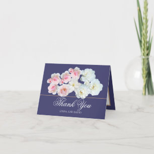 Cartão De Agradecimento Elegante Rosa Rosa e Clematite Chic Obrigada