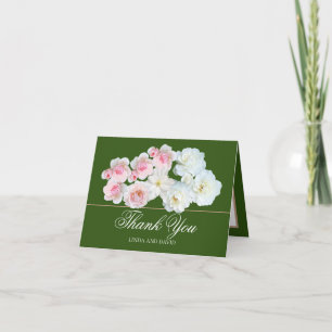 Cartão De Agradecimento Elegante Rosa Rosa e Clematite Chic Obrigada