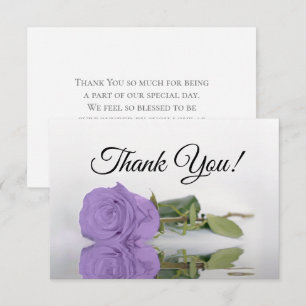 Cartão De Agradecimento Elegante Rosa Roxa Lavanda Simples Casamento