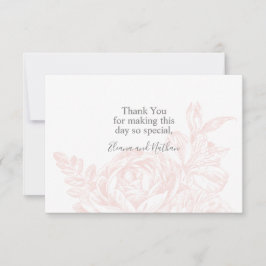 Cartão De Agradecimento Elegante Rosa Suave Branco Floral Casamento