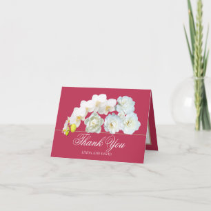 Cartão De Agradecimento Elegante Rosas Brancas Orquídeas Peônia Obrigado