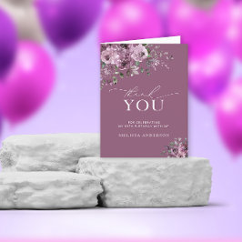 Cartão De Agradecimento Elegante Rosas Roxos 60º Aniversário Obrigado