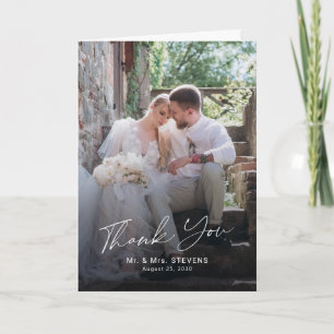 Cartão De Agradecimento Elegante roteiro de 6 fotos de casamento