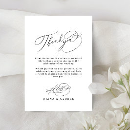 Cartão De Agradecimento Elegante Roteiro de Casamento Simples