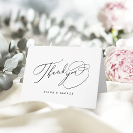 Cartão De Agradecimento Elegante Roteiro de Casamento Simples