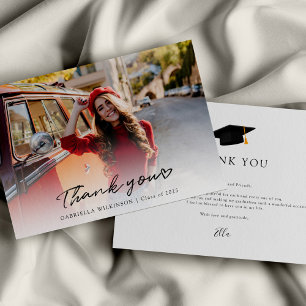 Cartão De Agradecimento Elegante Roteiro de Foto de Graduado 2025 Graduaçã