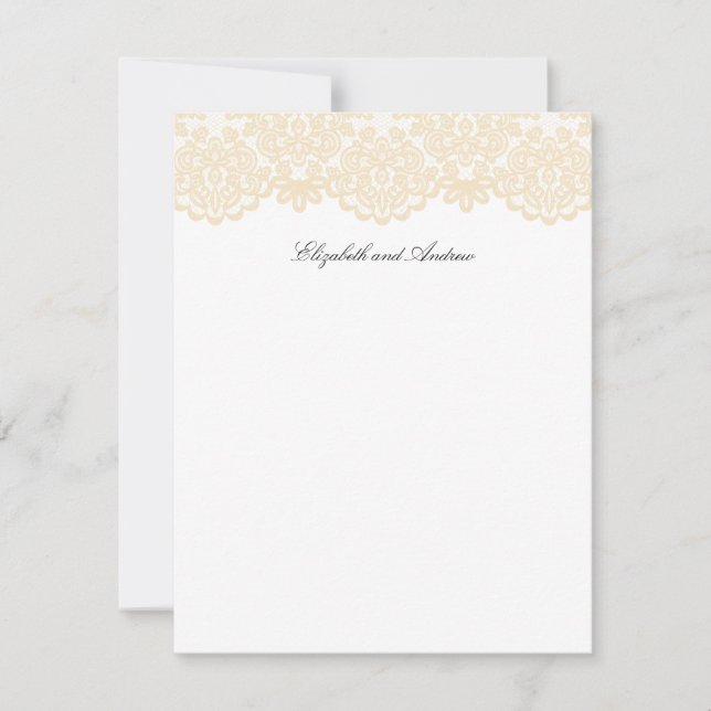 Cartão De Agradecimento Elegante Roteiro de Renda Preta e Dourada (Frente)