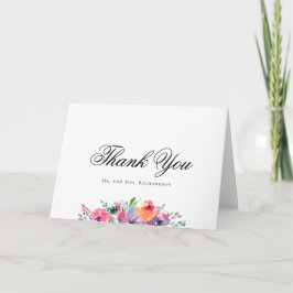 Cartão De Agradecimento Elegante Roteiro Floral de Aquarela Casamento Foto