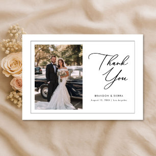 Cartão De Agradecimento Elegante Roteiro Moderno Casamento Boho Foto 