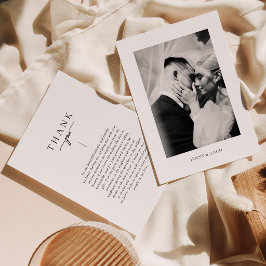 Cartão De Agradecimento Elegante Roteiro Moderno de Casamento