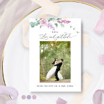 Cartão De Agradecimento Elegante Roxo, Mauve Pastel Foto De Casamento Flor<br><div class="desc">Envie seu obrigado a você com este lindo cartões de agradecimentos de fotos "Com amor e gratidão". Design com delicada cor d'água Púrpura, mauve e detalhes florais lilases, e belos elementos caligrafia manuscritos modernos. Modelo com dois espaços reservados para fotos, substitua o modelo com sua imagem e o Zazzle adicionará...</div>