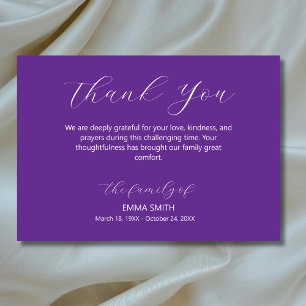 Cartão De Agradecimento Elegante Roxo Real Simpatia Funeral Tradicional