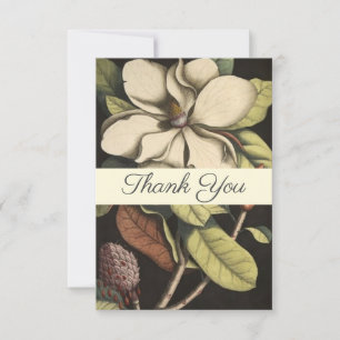 Cartão De Agradecimento Elegante Sage Cream Magnolia Script Floral Busines