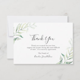 Cartão De Agradecimento Elegante Sage Greenery Eucalyptus Funeral