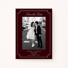Cartão De Agradecimento Elegante Save the Date de Fotografia em Dupla Mold