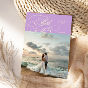 Cartão De Agradecimento Elegante Script Casamento Foto Wisteria