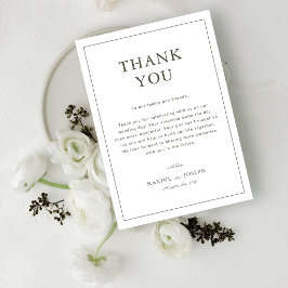 Cartão De Agradecimento Elegante Script Clássico de Casamento em Verde Poe