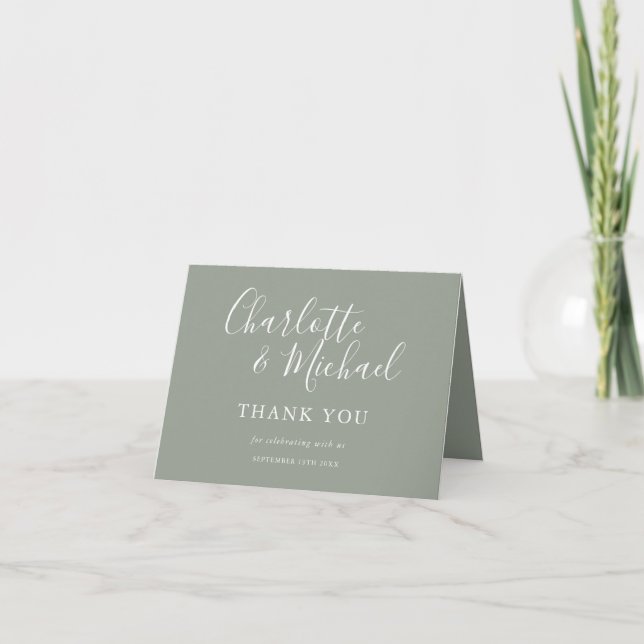 Cartão De Agradecimento Elegante Script de Assinatura Obrigado (Frente)