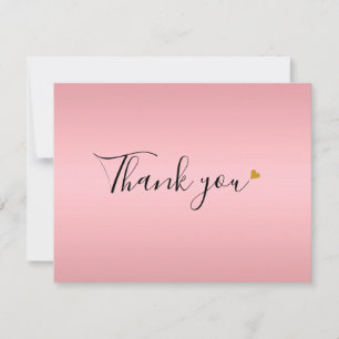 Cartão De Agradecimento Elegante Script em Dourado Rosa