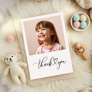 Cartão De Agradecimento Elegante Script Heart Minimalist Birthday