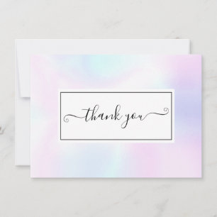 Cartão De Agradecimento Elegante Script Holográfico Simples