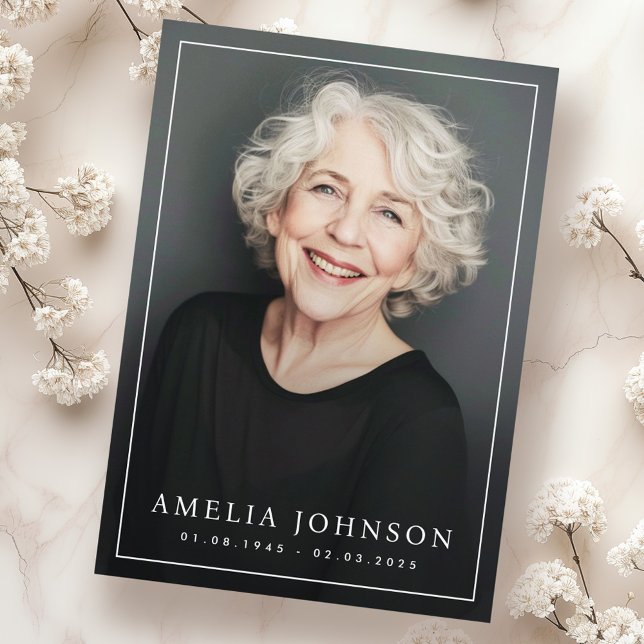 Cartão De Agradecimento Elegante simpatia do funeral de fotos de fronteira (Elegant thin border photo funeral sympathy thank you card)