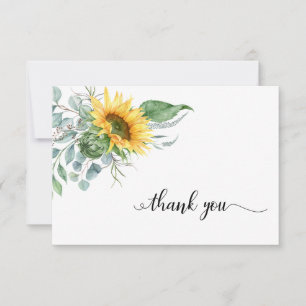 Cartão De Agradecimento Elegante Simpatia Floral de Girassol, Agradeço
