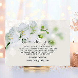 Cartão De Agradecimento Elegante Simpatia Floral Orquídeas Brancas OBRIGAD