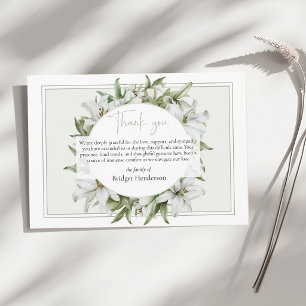 Cartão De Agradecimento Elegante Simples Lírio Branco Sympathy Funeral