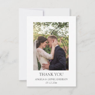 Cartão De Agradecimento Elegante Simples | Sua Foto de Casamento