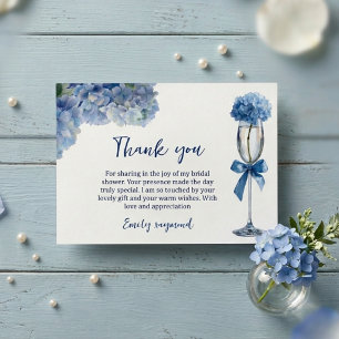 Cartão De Agradecimento Elegante Something Blue Hydrangea Floral Noiva