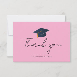 Cartão De Agradecimento Elegante Tampa de Formatura & Nome Personalizado