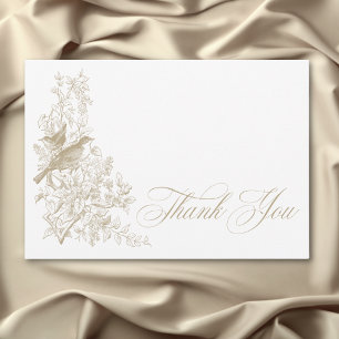 Cartão De Agradecimento Elegante Tan Chinoiserie Nature Birds Chá de frald