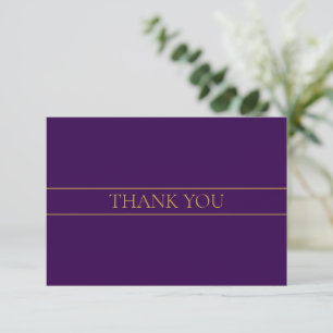 Cartão De Agradecimento Elegante Texto Personalizável   Dourado & Roxo Esc
