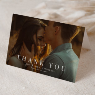 Cartão De Agradecimento Elegante Tipo Minimalista Foto Casamento