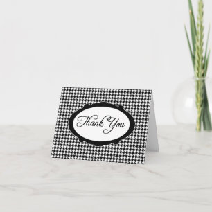 Cartão De Agradecimento Elegante Tipografia Houndstooth Obrigado Notecard