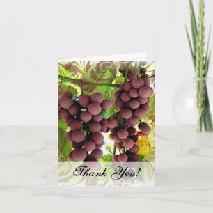 Cartão De Agradecimento Elegante Vinhedo Uvas Roxas/Verdes Casamento