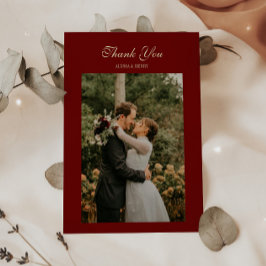 Cartão De Agradecimento Elegante Vinho Casamento Foto Script